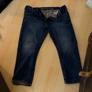 American Eagle Outfitters Men's Dark Blue Relaxed Jeans